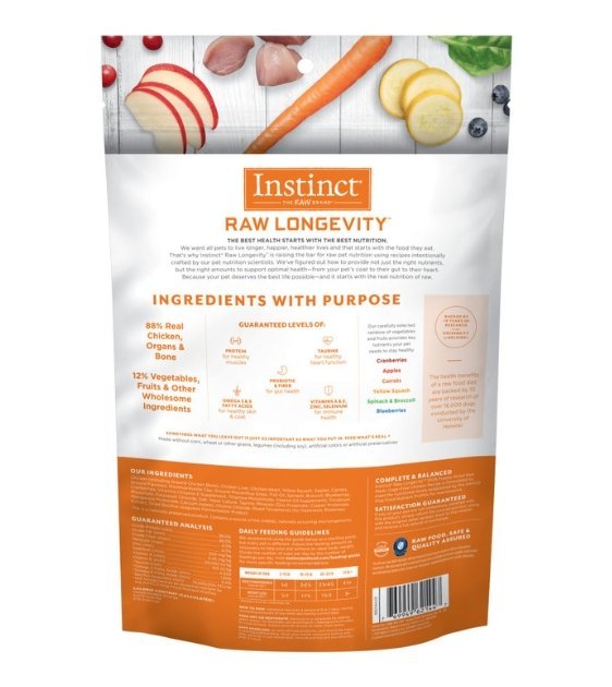 Instinct Raw Longevity 100 Freeze Dried Raw Meals Cage Free