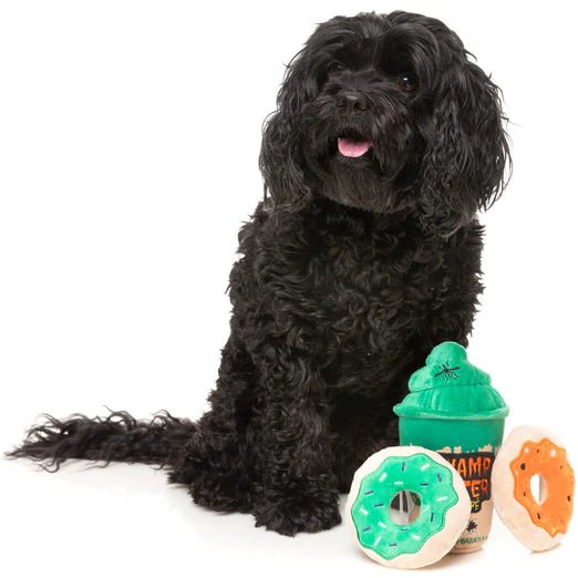 FuzzYard Halloween Swamp Water Frappe Donuts Plush Dog Toys 3 Pack Set Good Dog People