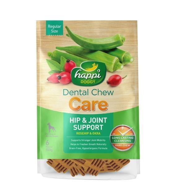 $7.20 ONLY: Happi Doggy Care Hip & Joint Support (Rosehip & Okra) Dental Dog Chews (2.5 / 4 Inch)