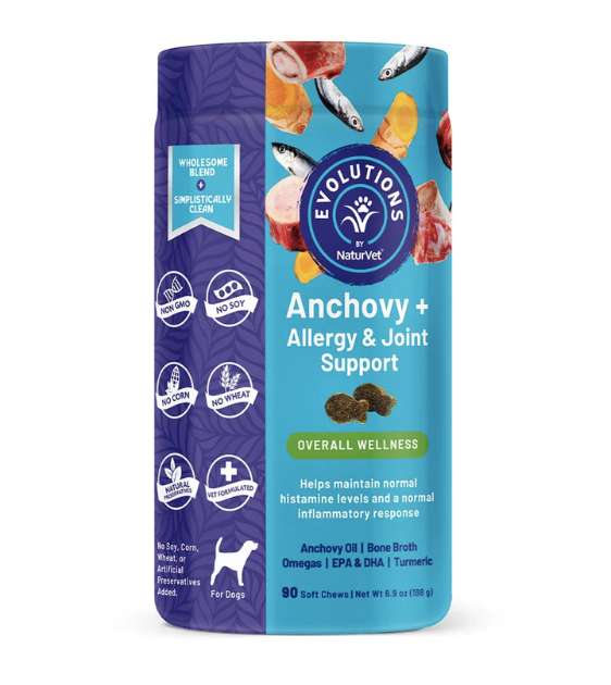 25% OFF: NaturVet Evolutions Anchovy + Allergy & Joint Support Soft Chew Dog Supplement - Good Dog People™