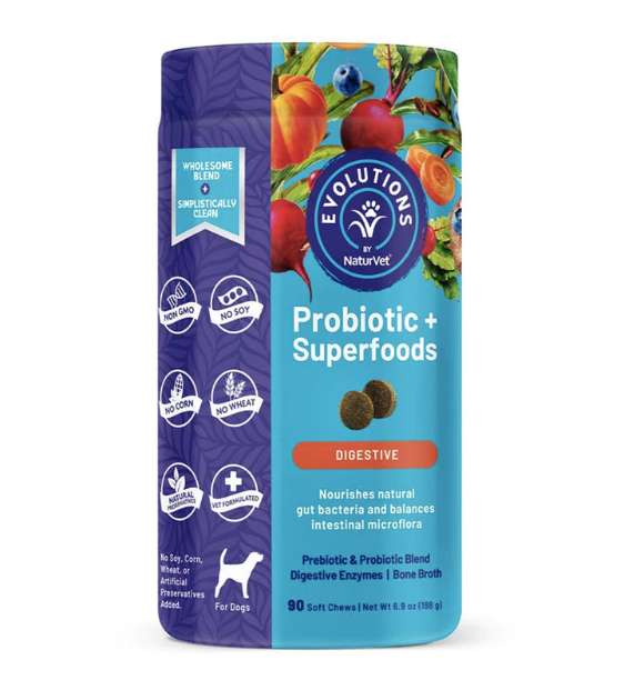 25% OFF: NaturVet Evolutions Probiotic + Superfoods Soft Chew Dog Supplement - Good Dog People™