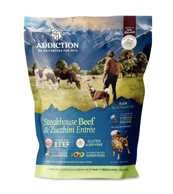 Addiction Steakhouse Beef & Zucchini Entrée Complete & Balanced Limited Ingredients Air-Dried Dog Food
