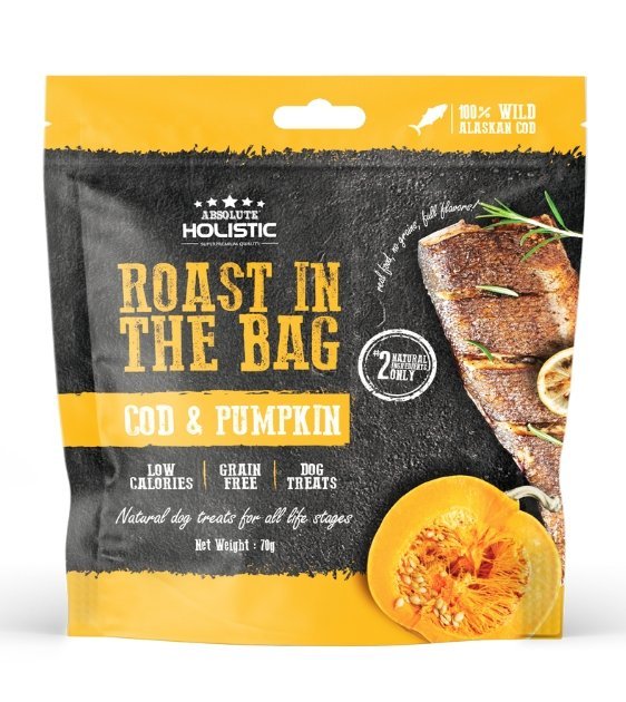 35% OFF: Absolute Holistic Roast In The Bag (Cod & Pumpkin) Natural Dog Treats - Good Dog People™