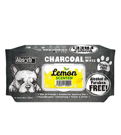 Absorb Plus Charcoal Wipes For Dogs & Cats 80pc (Lemon)