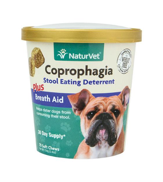 20% OFF:  NaturVet Coprophagia (Stool Eating) Deterrent Plus Breath Aid Soft Chews Dog Supplement (70 Count)