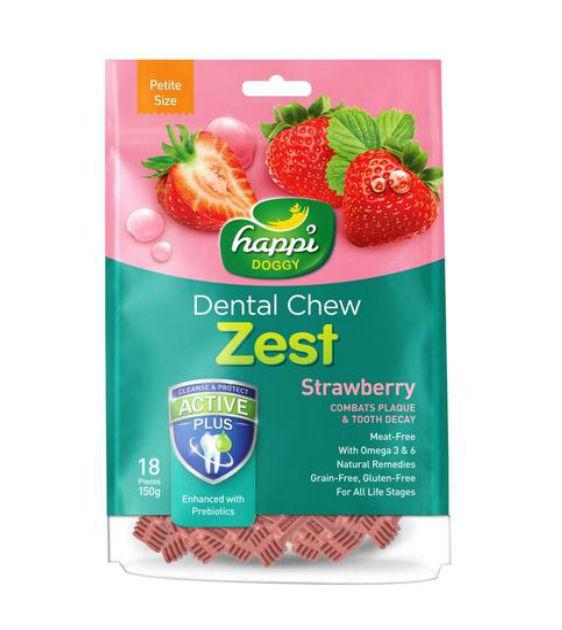 $6.60 ONLY: Happi Doggy Zest (Strawberry) Dental Dog Chews (2.5 Inch)