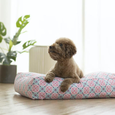 Ohpopdog Peranakan Inspired Bibik Pink 14 Microbeads Dog Bed - with Dog