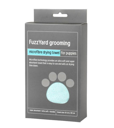 FuzzYard Microfibre Blue With Grey Trim Drying Towel For Puppies