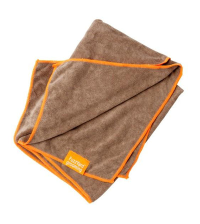 FuzzYard Microfibre Brown with Orange Trim Drying Towel For Dogs
