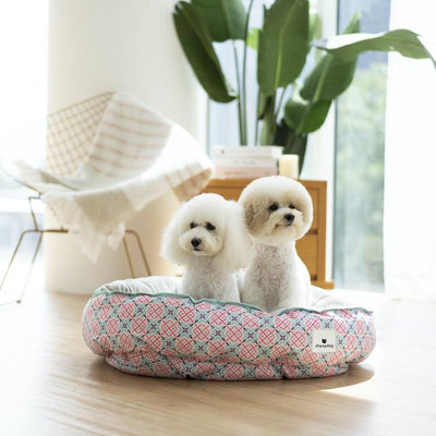 Ohpopdog Peranakan Inspired Bibik Pink 14 Reversible Dog Bed - 2 dogs