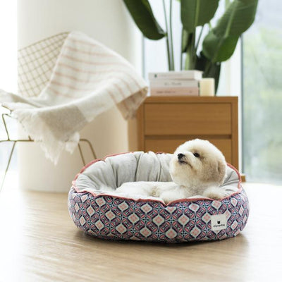 Ohpopdog Peranakan Inspired Bunga Peach 6 Reversible Dog Bed with Dog