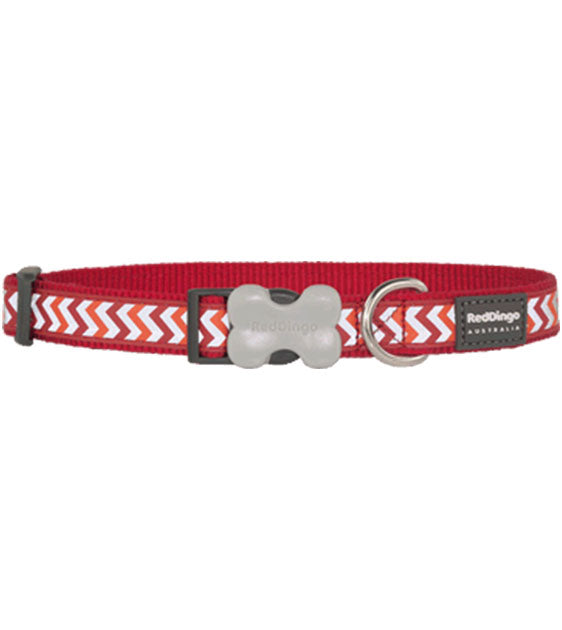 Red Dingo Ziggy Reflective Dog Collar Red