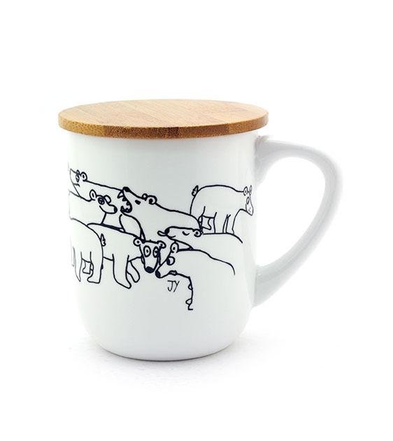 The Animal Project U-Mug With Wooden Lid (Polar Bears By Jun-Yi)
