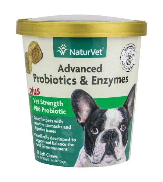 20% OFF:  Naturvet Advanced Probiotics & Enzymes Plus Vet Strength PB6 Probiotic Soft Chew Dog Supplement (70 Count)