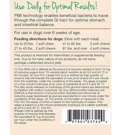 Naturvet Advanced Probiotics & Enzymes Plus Vet Strength PB6 Probiotic Soft Chew Dog Supplement (70 Count)
