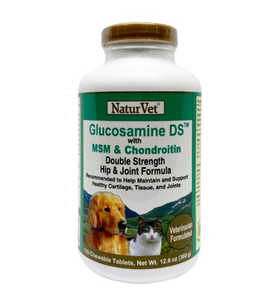 20% OFF:  NaturVet Glucosamine DS with MSM & Chondroitin Double Strength Hip & Joint Formula Chewable Tablets Dog Supplement