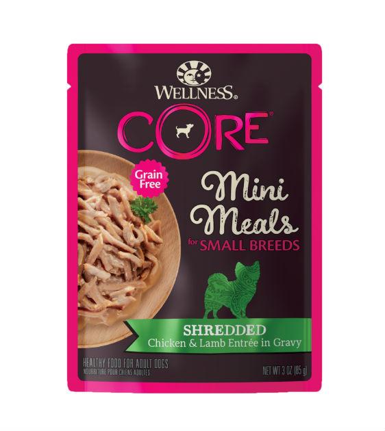 20% OFF: Wellness CORE Small Breed Mini Meals Shredded Chicken & Lamb Entree in Gravy Dog Food Mixer