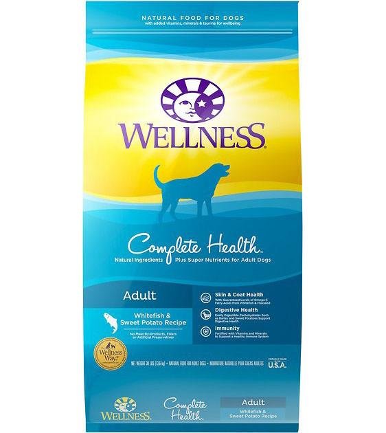 20% OFF + FREE MAT: Wellness Complete Health Adult Whitefish & Sweet Potato Meal Dry Dog Food