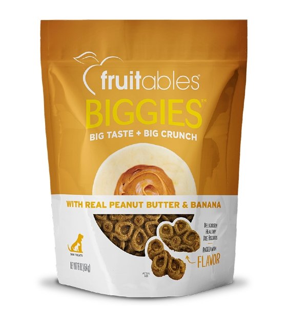 Fruitables Biggies Real Peanut Butter Banana Dog Treats Good