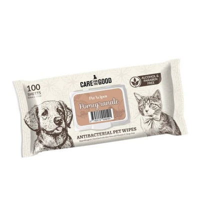 Care For The Good Antibacterial Wipes For Dogs & Cats 100pc (Pomegranate) - Good Dog People™