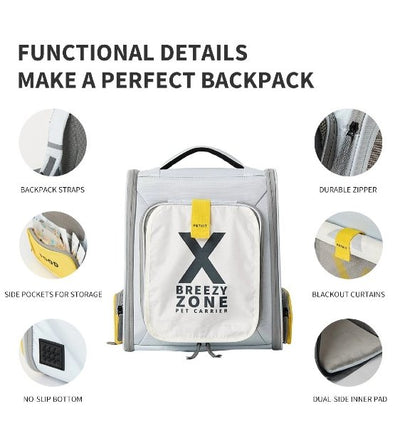 PETKIT Breezy Zone Backpack Carrier (Grey & Yellow) - Good Dog People™