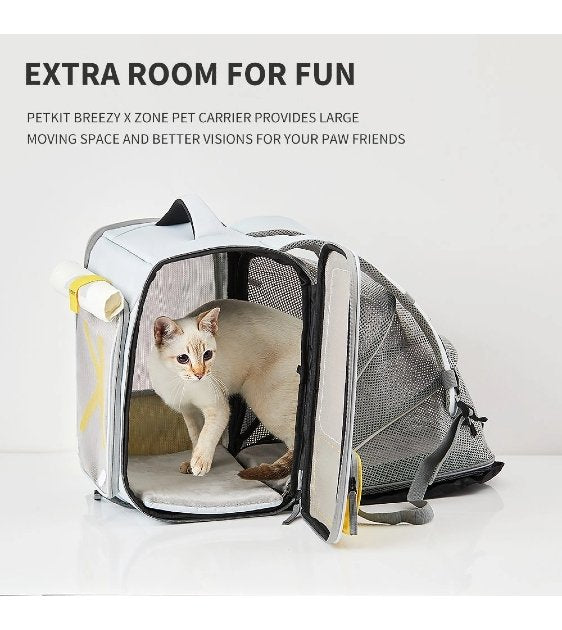 PETKIT Breezy Zone Backpack Carrier (Grey Yellow) SG Best Pet