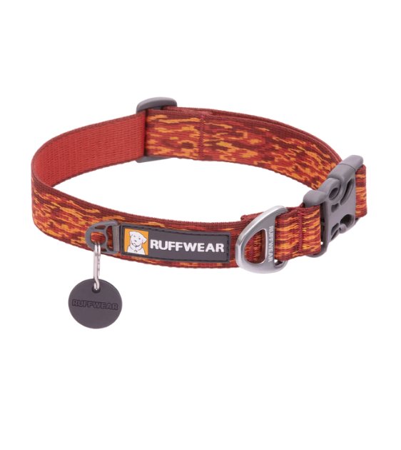 Ruffwear Flat Out Patterned Dog Collar Ember Distortion Good