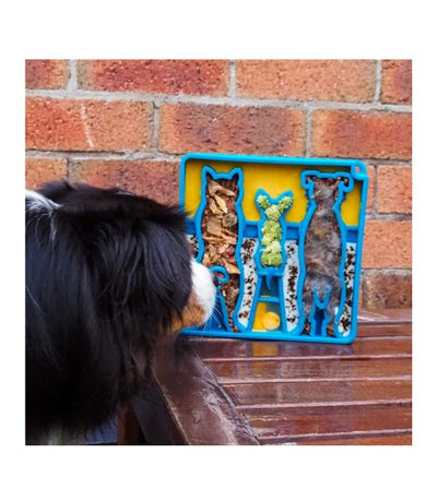 SodaPup Enrichment Feeding Tray For Dogs (Square / Blue Waiting Dogs) - Good Dog People™