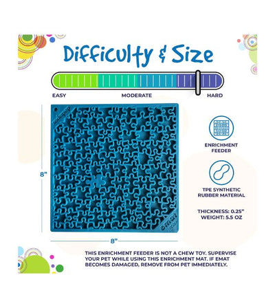 SodaPup Enrichment Lick Mat For Dogs (Square / Blue Jigsaw) - Good Dog People™