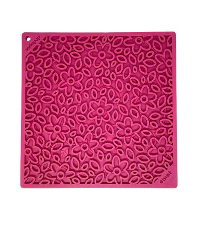 SodaPup Enrichment Lick Mat For Dogs (Square / Pink Flower) - Good Dog People™