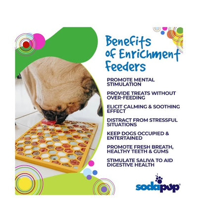 SodaPup Enrichment Lick Mat For Dogs (Square / Yellow Honeycomb) - Good Dog People™