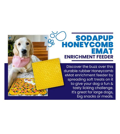 SodaPup Enrichment Lick Mat For Dogs (Square / Yellow Honeycomb) - Good Dog People™