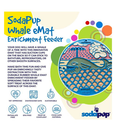 SodaPup Enrichment Lick Mat With Suction Cups For Dogs (Round / Blue Whale) - Good Dog People™