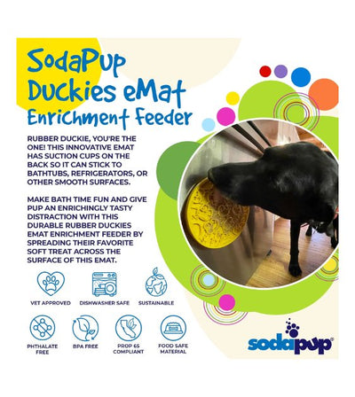 SodaPup Enrichment Lick Mat With Suction Cups For Dogs (Round / Yellow Duckies) - Good Dog People™