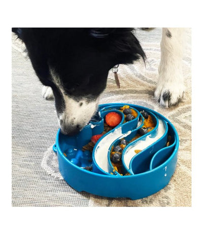 SodaPup Enrichment Slow Feeder Bowl For Dogs (Round / Blue Wave) - Good Dog People™