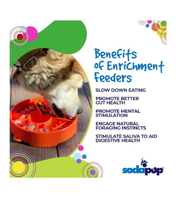 SodaPup eBowl Great Outdoors Design Enrichment Bowl Dog Slow Feeder, Green