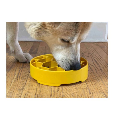 SodaPup Enrichment Slow Feeder Bowl For Dogs (Round / Yellow Honeycomb) - Good Dog People™