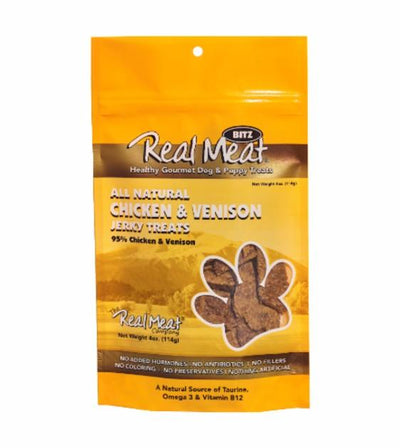 The Real Meat All Natural Chicken & Venison Recipe Jerky Dog Treats