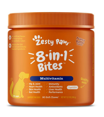 Zesty Paws 8-in-1 Bites Multivitamin Supplements for Dogs (Peanut Butter Flavour) - Good Dog People™