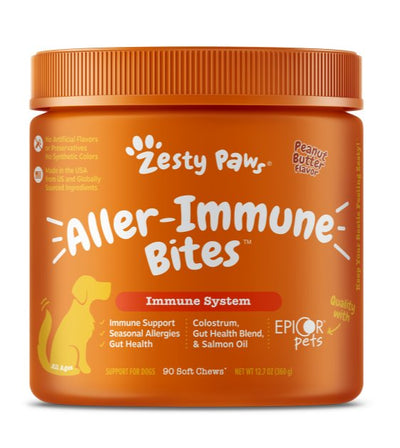 Zesty Paws Aller-Immune Bites Immune System Supplements for Dogs (Peanut Butter Flavour) - Good Dog People™